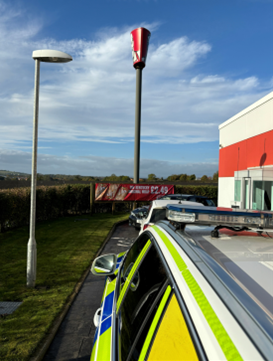 Car stopped in drive thru