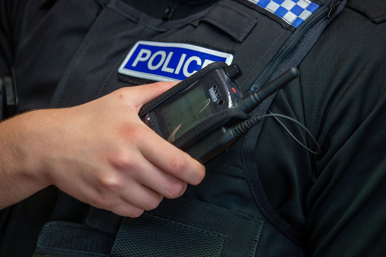 Police officer on radio