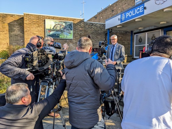 Supt Pete Carr talks to media
