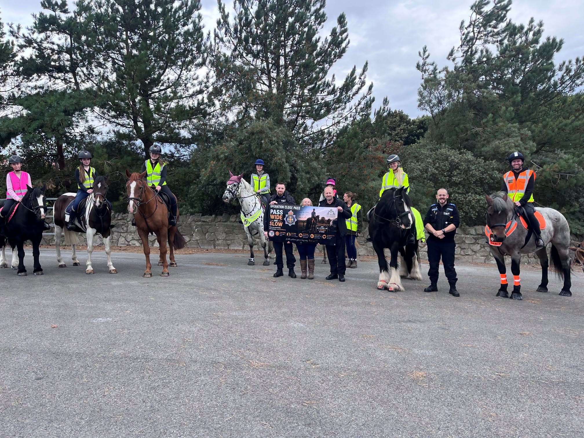 Horse riders and police officers during campaign 