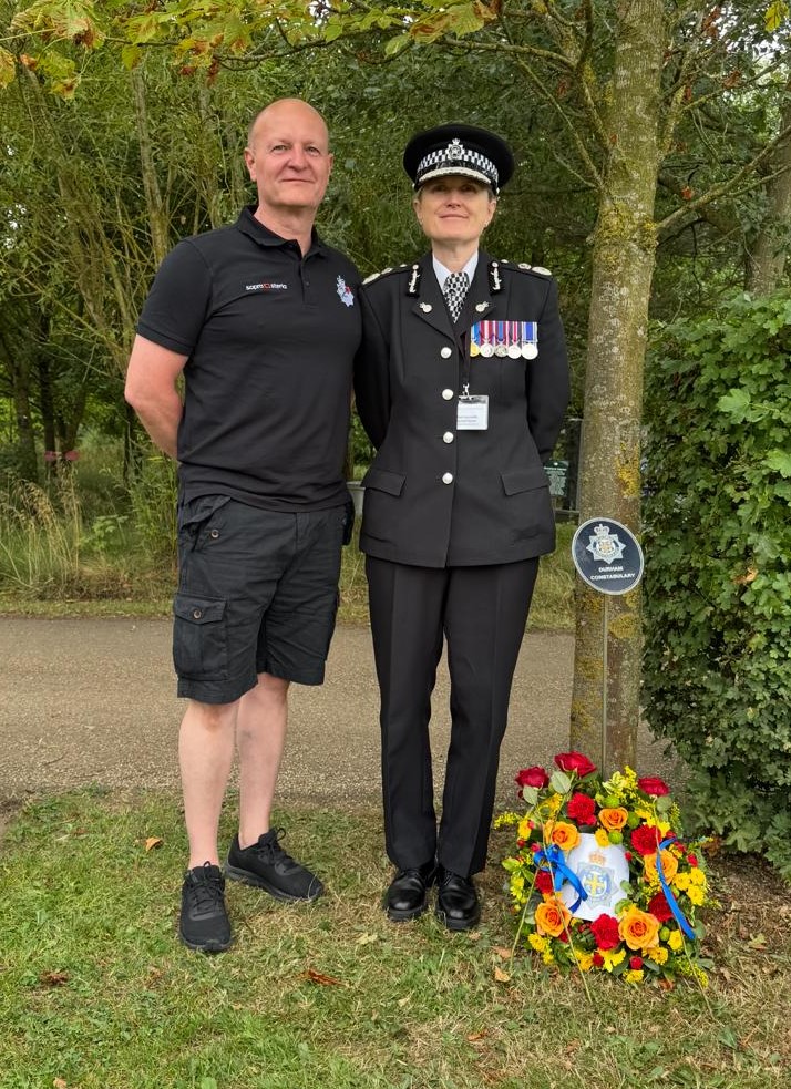 Inspector Lee Morris with Chief Constable Rachel Bacon