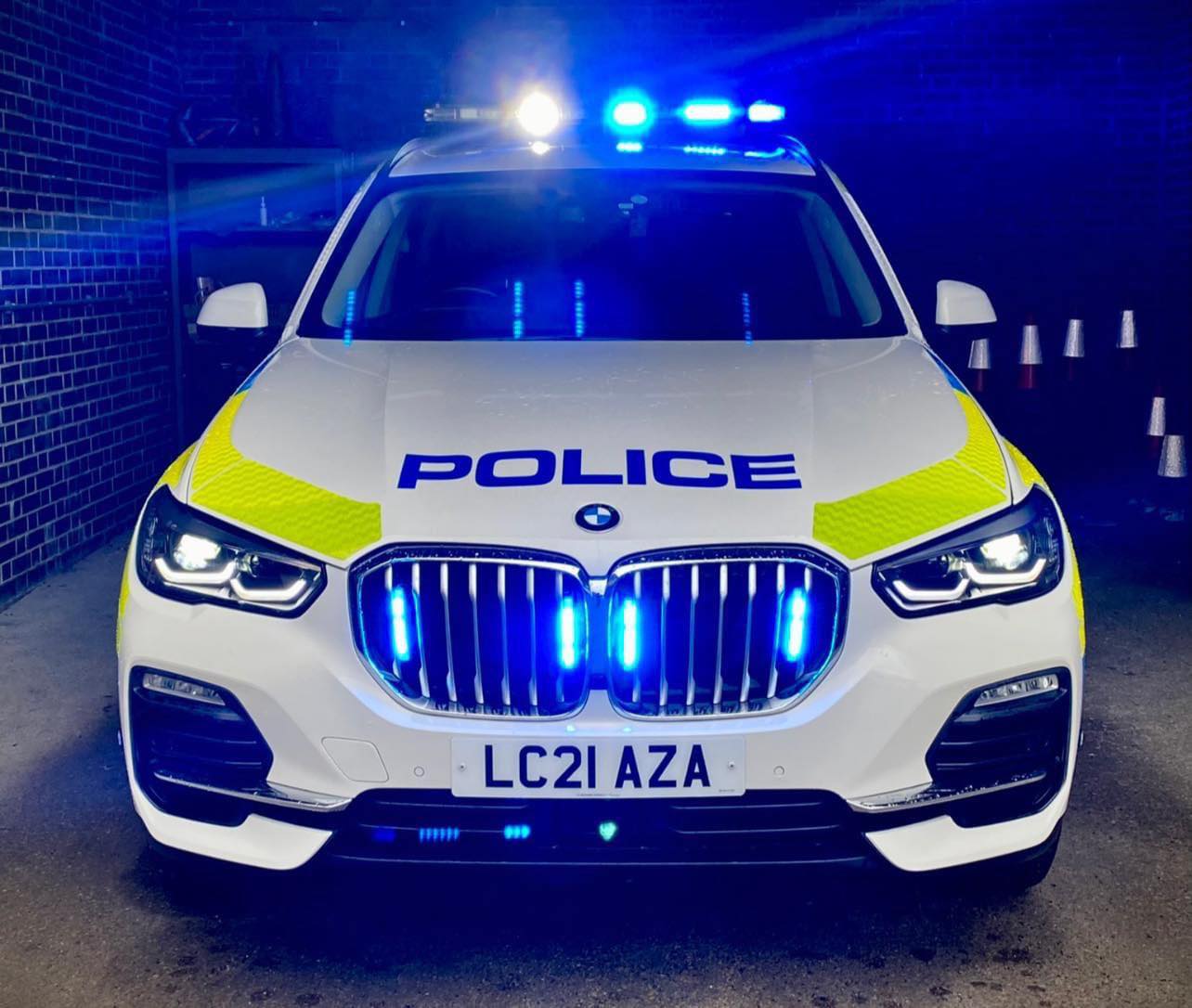 Police car from front