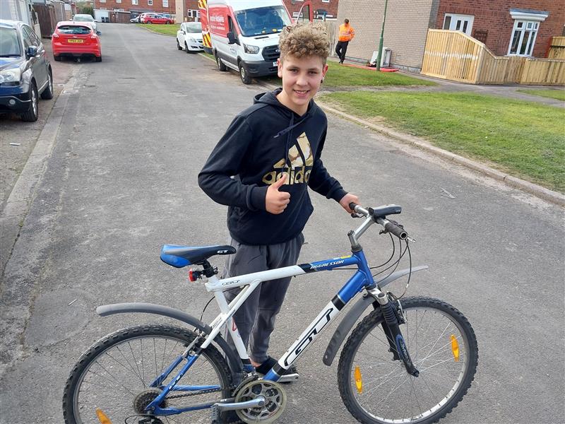 Hayden with his new bike