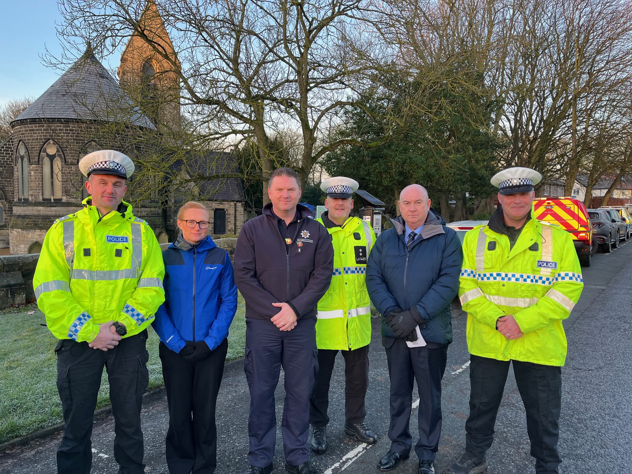 Officers with representatives from the fire brigade and PCC's office