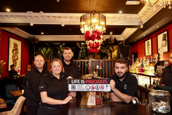 Police launch the bar runner with staff at The Cherry Tree bar in Darlington