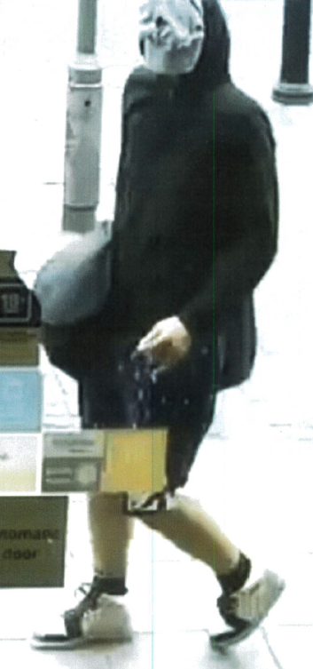 Carl Robinson in CCTV footage with boxer shorts covering his head