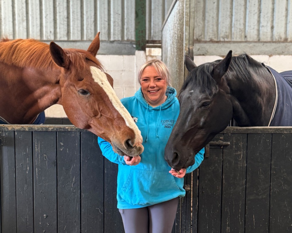 Lesley with horses Willam and Bodhi